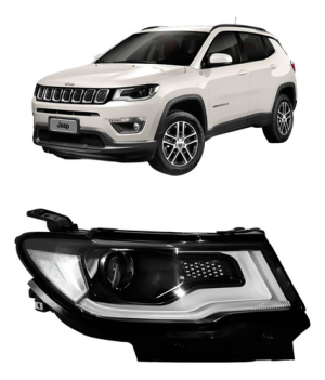 Farol Dianteiro Compass 2017 A 2018 Elétrico Led C/ Motor