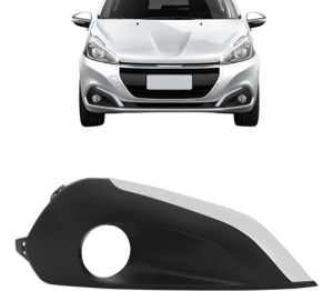 Moldura Milha Para Peugeot 208 2017 2018 C/ Furo Friso Cinza