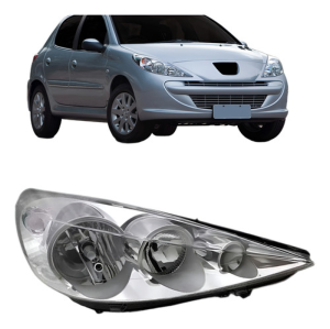 Farol Para Peugeot 207 09 2010 2011 2012 2013 Manual Cromado