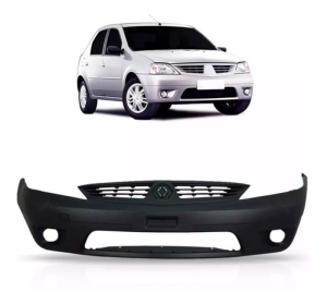 Parachoque Dianteiro Logan 2007 A 2010 Preto C/furo Milha