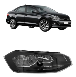 Farol Dianteiro Vw Polo 2018 A 2019 Manual Friso Preto