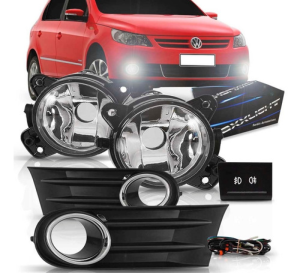 Kit Farol Neblina Milha Gol 09/12 Gv Com Grade Aro Cromado