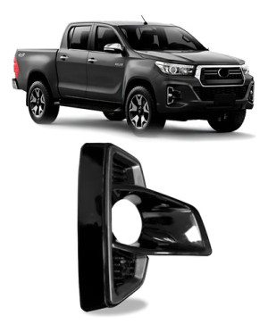 Moldura Milha C/ Furo Hilux Pick-up 2018 A 2020 Black Piano