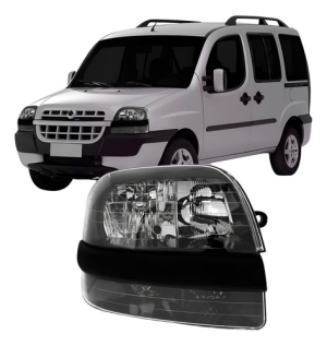 Farol Fiat Doblo 2002 A 2009 Fumê Com Auxiliar Modelo Origi