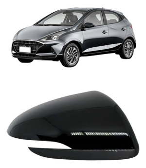 Capa Retrovisor Hb20 2020 A 2022 C/ Furo Pisca Preta