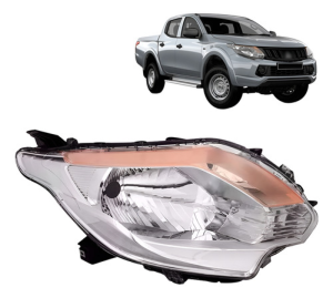Farol L200 Triton 2016 2017 Manual Cromado Com Pisca Âmbar