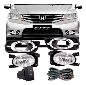 Kit Farol Milha Neblina City 2012 2013 2014 Com Aro Cromado