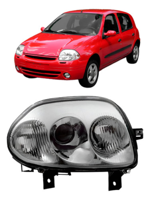 Farol Elétrico Clio 1999 A 2002 Foco Duplo Cromado Sem Moto
