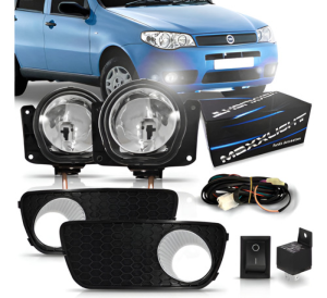 Kit Farol Neblina Milha Palio 04 /10 Com Grade Copo Cromado