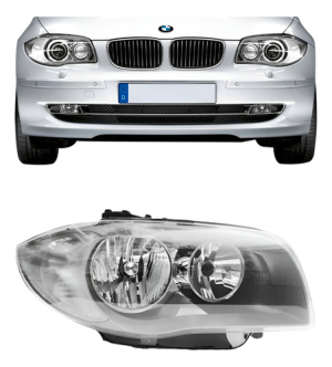 Farol Dianteiro Para Bmw 118i 2006 A 2011 Mascara Prata
