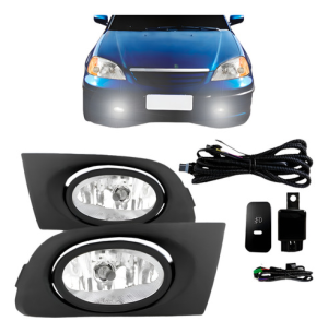 Kit Farol Neblina Milha Civic 2001 2002 2003 C/ Grade Preta