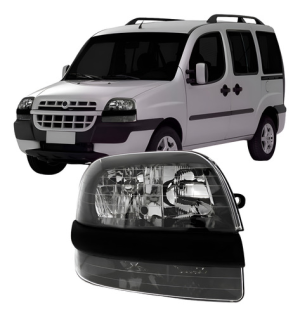 Farol Fiat Doblo 2002 A 2009 Fumê Com Auxiliar Modelo Origi