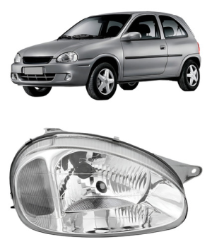 Farol Corsa 2000 A 2002 Carcaça Cinza Lente Policarbonato