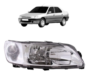 Farol Para Peugeot 306 99 00 01 02 03 Foco Duplo Lente Lisa