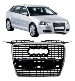 Grade Audi A3 Sportback 2007 2008 Preta Moldura Cromado