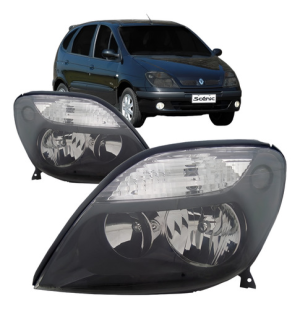 Farol Scenic 01 À 04 05 06 07 2008 Foco Duplo Mascara Negra