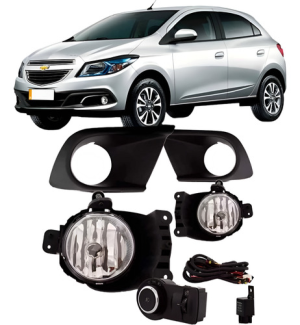 Kit Farol Neblina Milha Onix 2016 2017 Com Grade Preto