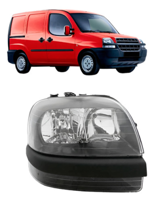 Farol Fiat Doblo 2002 A 2009 Fumê Com Auxiliar Modelo Origi