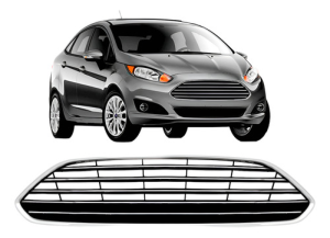 Grade Radiador New Fiesta 2013 A 2016 Preto C/ Friso Cromado
