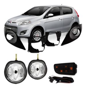 Kit Farol Auxiliar Palio 2013 À 2016 Com Grade Com Moldura