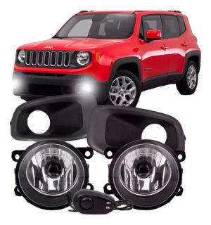 Kit Farol Auxiliar Renegade 2015 À 2017 Grade Moldura Cinza