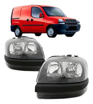 Par Farol Para Fiat Doblo 2002 A 2009 Fumê Com Auxiliar