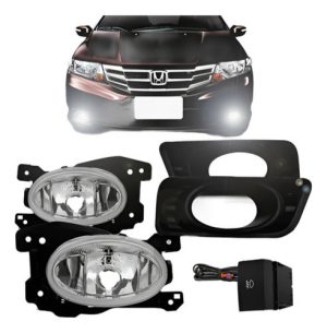 Kit Farol Auxiliar City 2012 À 2014 Com Grade Aro Preto