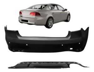 Parachoque Traseiro Furo Sensor + Spoiler Passat 2011 A 2014