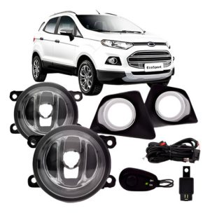 Kit Farol Milha Auxiliar Ecosport 2013 A 2017 Aro Cromado