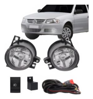Kit Farol Milha Gol G4 Saveiro Polo Fox Botão Original