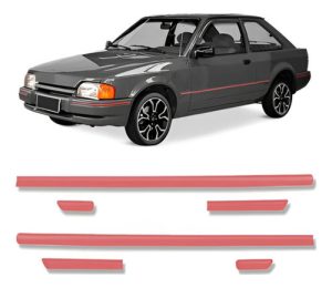 Jogo Friso Lateral Escort Hobby/xr3 1987 88 A 1994 Vermelho