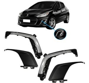 Kit Moldura Milha C/ Friso Cromado Peugeot 308 12/14