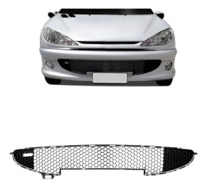 Grade Central Para Peugeot 206 04 A 10 Preto C/friso Cromado