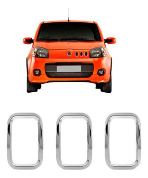 Moldura Grade Frontal Uno Attractive 2011 A 2014 Cinza