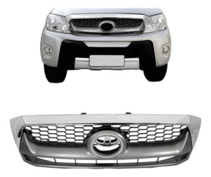 Grade Radiador Hilux Srv 2009 A 2011 Cinza Moldura Cromada