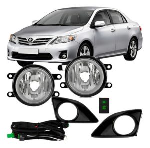 Kit Farol Auxiliar Corolla 2009 2010 2011 C/ Grade Aro Preto