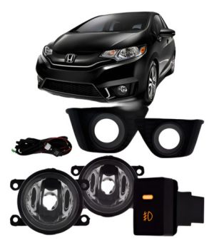 Kit Farol Milha Auxiliar Fit 2015 À 2017 Grade Friso Preto