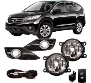 Kit Farol Milha Auxiliar Crv 2012 À 2014 Grade Friso Cromad